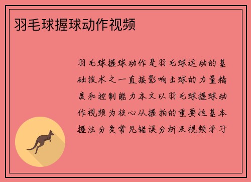 羽毛球握球动作视频